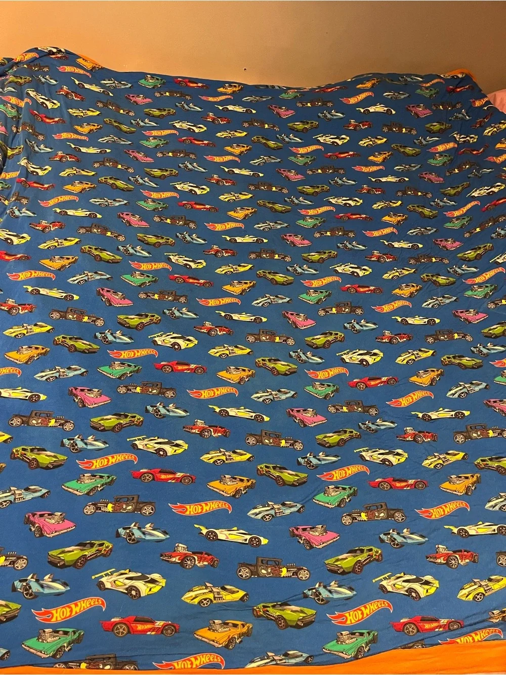 Posh Peanut Hot Wheels Blue and Orange Kids Blanket